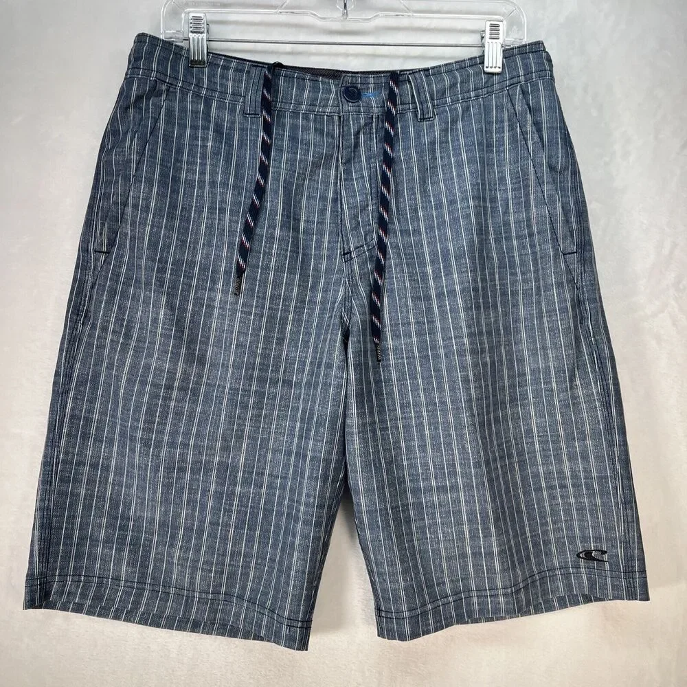 O’Neill Hybrid Shorts Men’s Sz 32 Quick Dry Swim Striped Coastal Beach‎